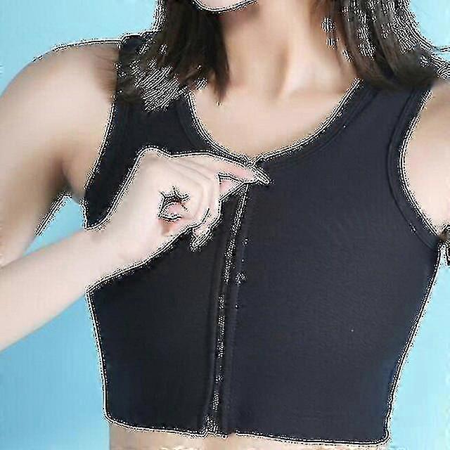 Kvinder Ice Silk Åndbart Brystbind Tomboy Lesbisk Transkønnet Korset Toppe Vest Front Lynlås Kort Bandage Brystbind F26