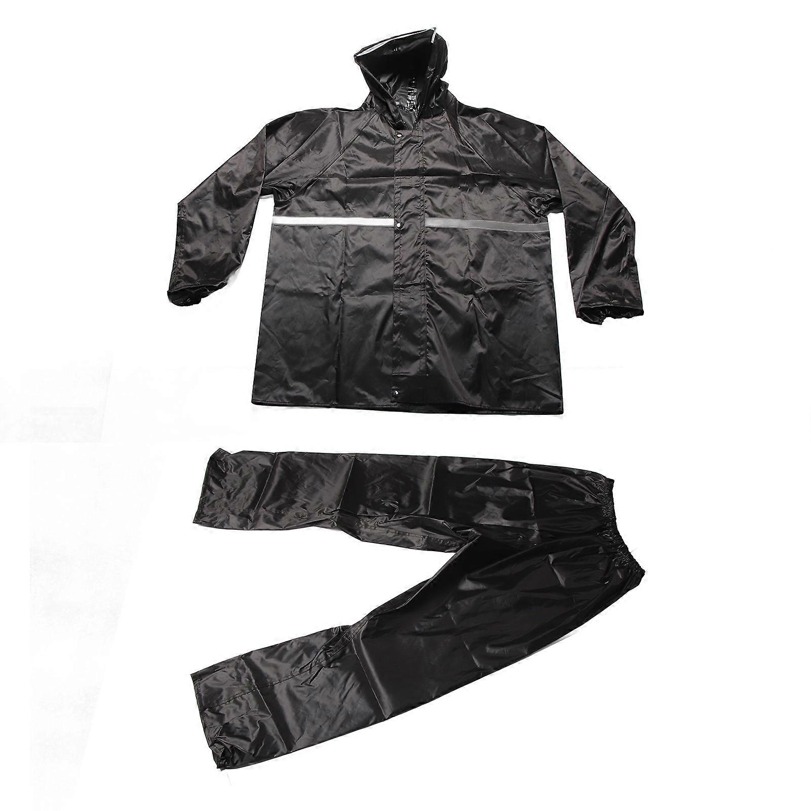 Raincoat Set Oxford Cloth Thicken Slit Type Waterproof Rain Suit with Reflective Strip for Men Women Thickened Raincoat Set L