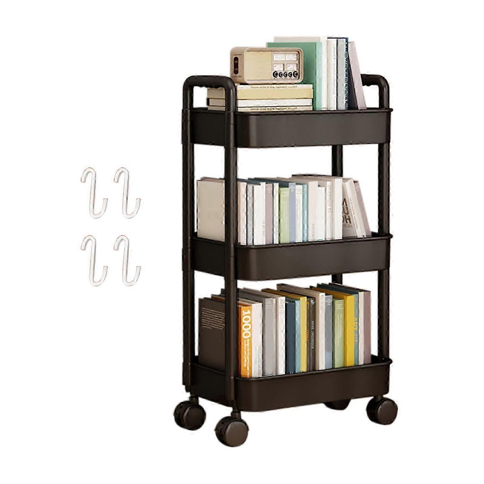 Storage Rack 4-tier Rolling Cart With Wheels Sturdy Construction Large Capacity Strong Load-bearing Mobile Rack Trolley Bookshelf