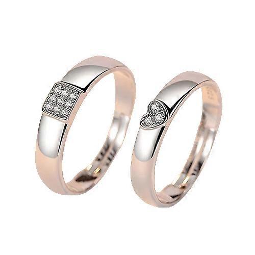 2 قطعة / مجموعات الحب الهندسي القلب الزركون خواتم المزدوجة للزوجين وعد مطابقة خاتم الزواج مجموعة كبير المجوهرات مصمم