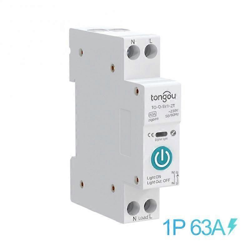Disyuntor de interruptor inteligente Tuya ZigBee con medición 1P 63A Carril DIN