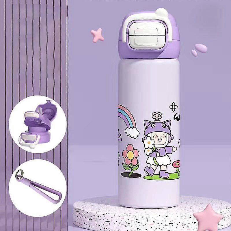 17oz Insulated 316 Stainless Steel Water Bottle with Straw for Sports,School BPA-Free Sports Water Bottle-Purple