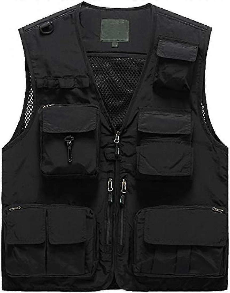 Ανδρικό Casual Υπαίθριο Safari Fishing Cargo Γιλέκο Μπουφάν με Πολλαπλές Τσέπες Μαύρο