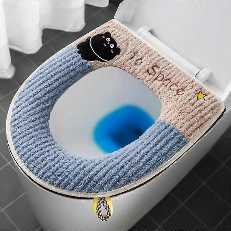 Universal Toilet Mat Plush Cushion Household Thickened Warm Cartoon Toilet Mat Waterproof Toilet Seat Cover Zipper Seat Cushion