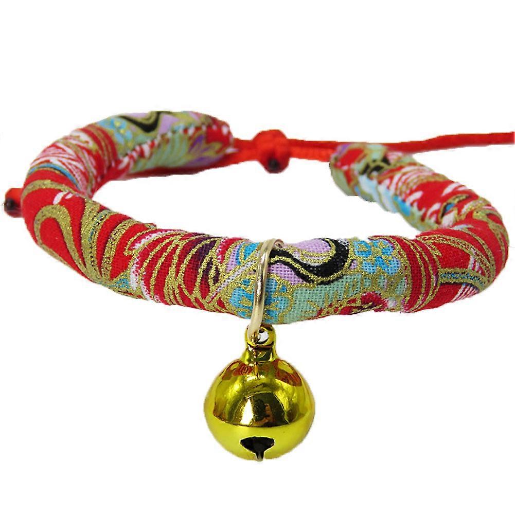 Adjustable Necktie Collar for Pets with Printed Design and Bell
