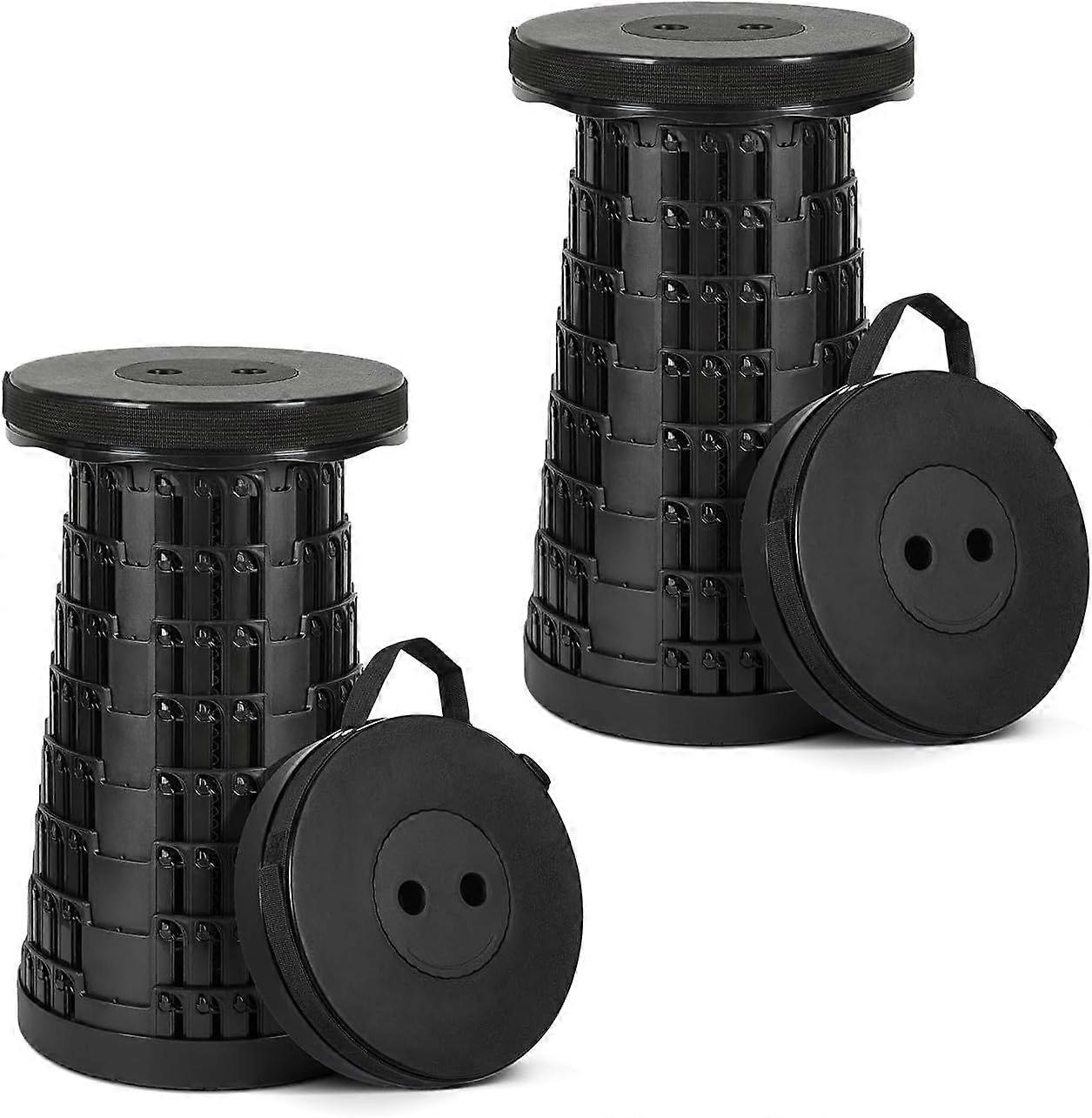 2024 Upgraded Folding Stool 2 Pack - Perfect Lightweight but Sturdy Stool, 620 lbs Retractable Stool for Camping, Hiking and Fishing (Black)
