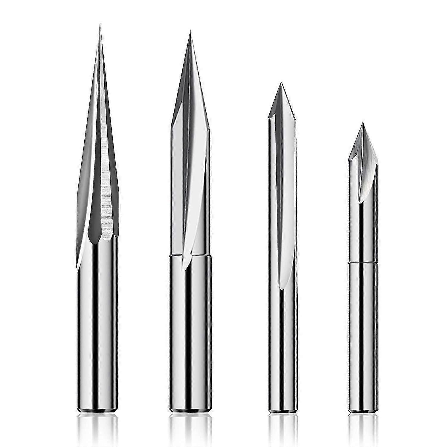 CNC Router Bits Set 1/4 , Engraving Wood Carving Router Bit 6mm & 4mm, V-Groove, Bit, Tungsten Stee