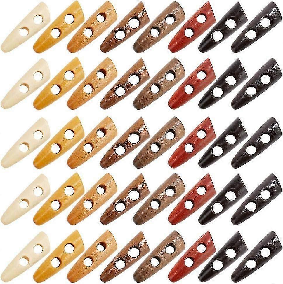 80 stk tre vippeknapper 8 farger horn vippeknapper tenner form tre syknapper 2 hull genser frakker knapper for DIY frakk klær sy ac