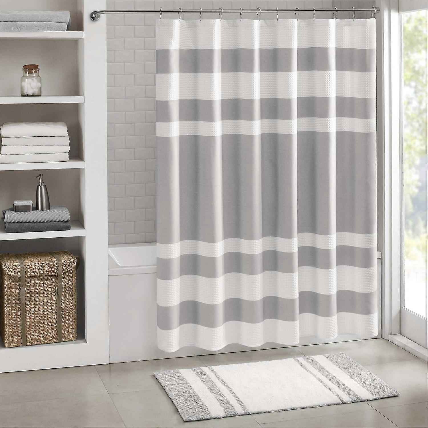 striped polyester shower curtain - light gray B-180*180