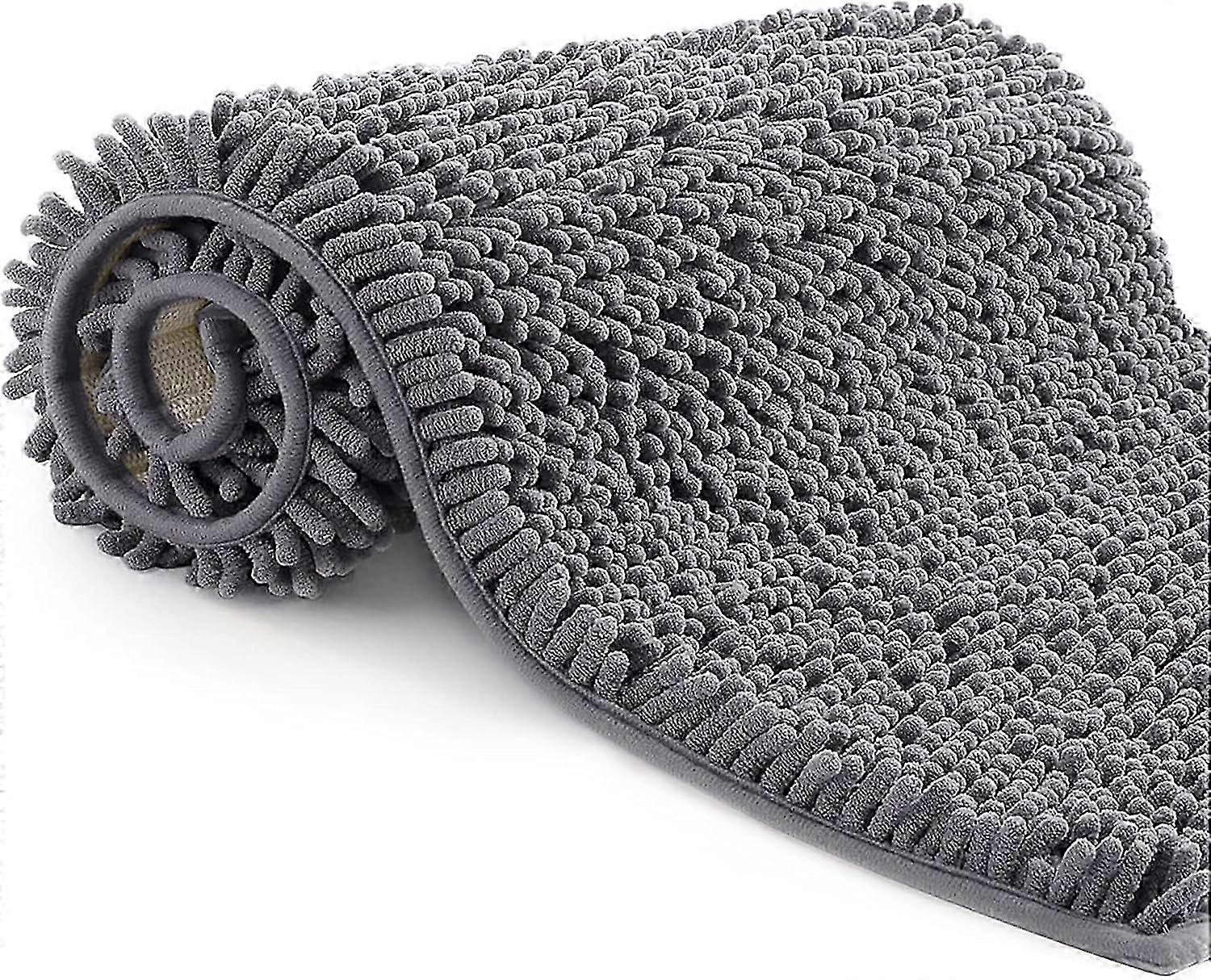 Mikrofaser Badematte, Badteppich Länge 50 x 80 cm, WC-Teppich, weich, rutschfest, DUNKELGRAU