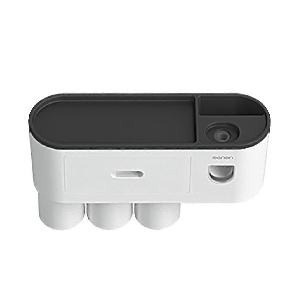 Multifunctional Wall-Mounted Toothbrush Rack, Automatic Toothpaste Dispenser
