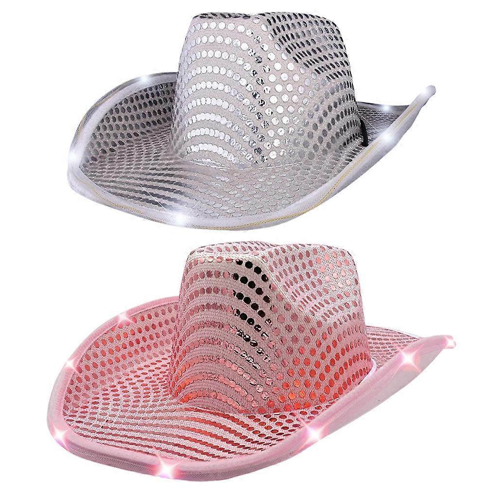 2 יחידות להאיר בוקרת נצנצים EVA כובע קאובוי ליל כל הקדושים חג המולד פרה ילדה להתלבש אביזרי תלבושות כובעי מסיבת כיף