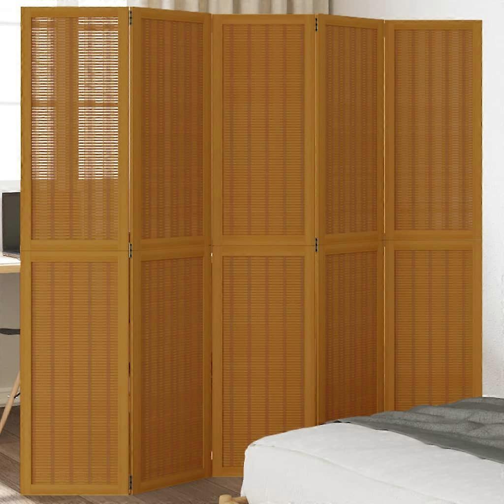 5 pcs. Room divider brown solid wood Paulownia