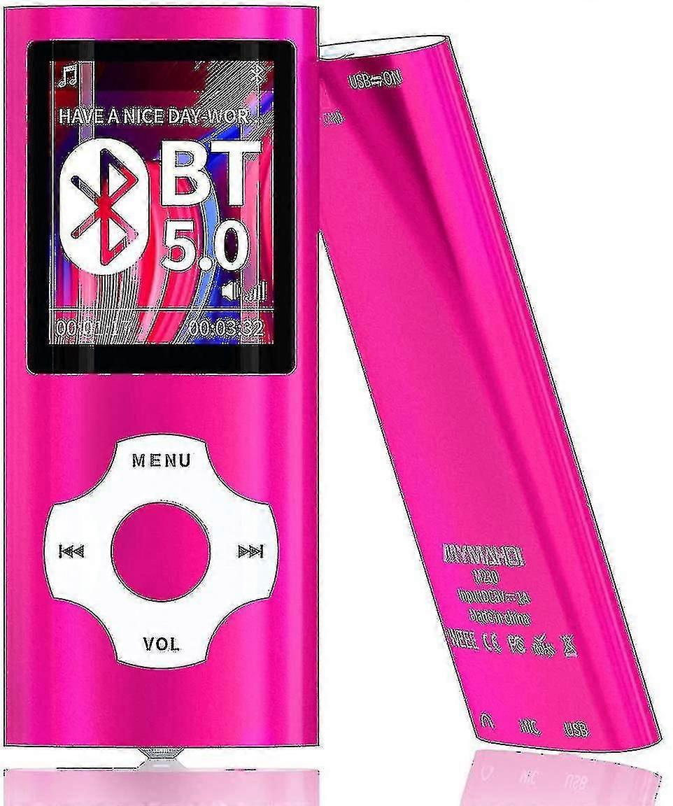 Mp3 Player / Mp4 Player, Mp3 Music Player With 64gb/ 32gb/16gb Memory Sd Digital Lcd 1.82''purple red-16GB