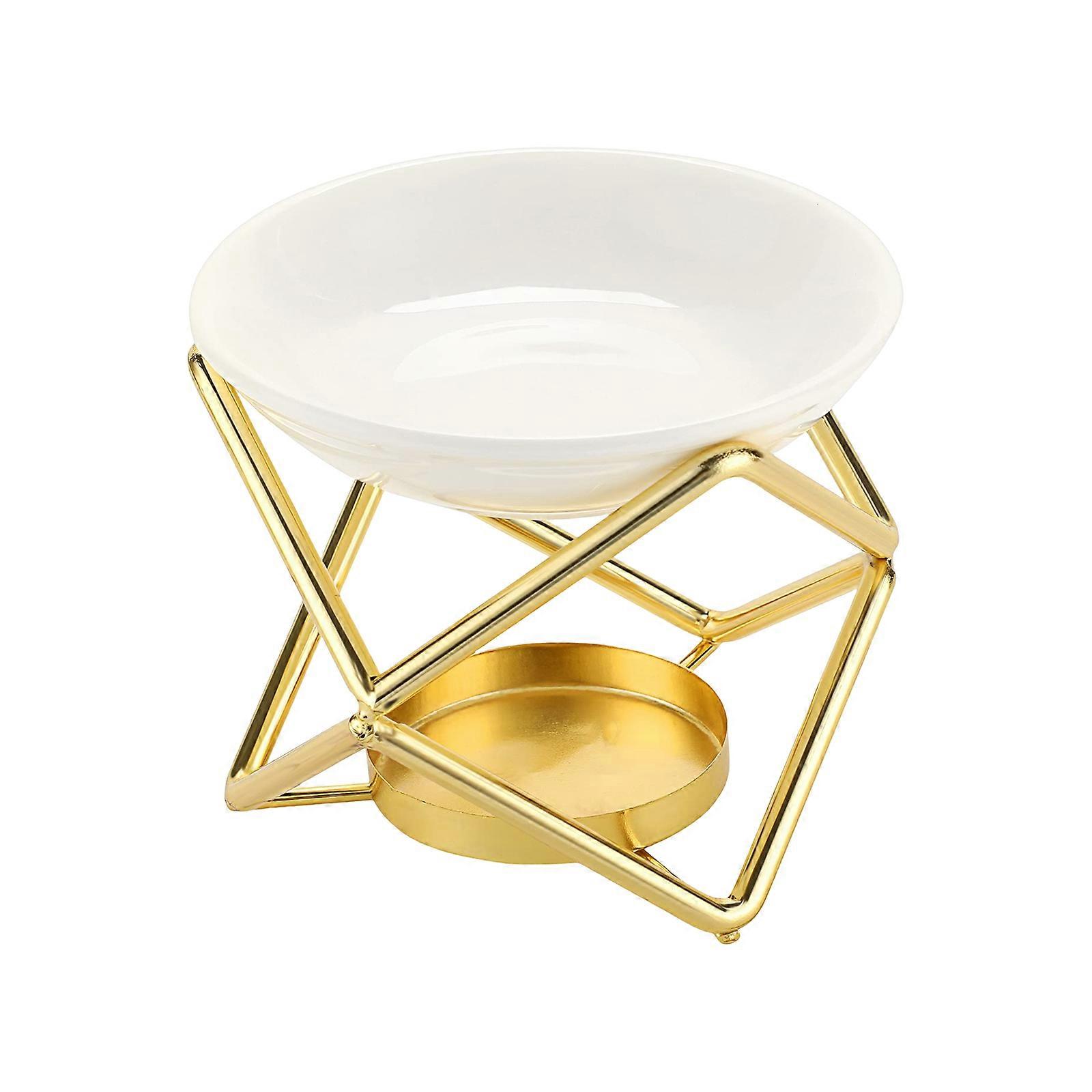 Stylish Wax Melt Burners with Hollowed Metal Tealight Holder Rack Ceramics Aromatherapies Diffuser Home Office Decors gold
