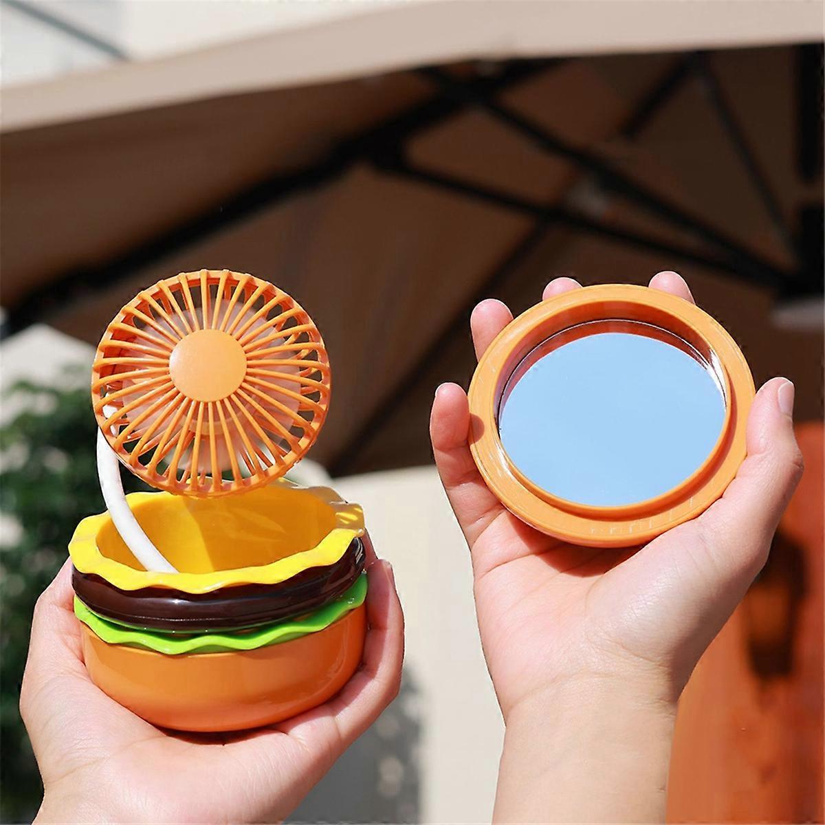 Mini Rechargeable Fan 500mAh Burger Shape Multifunction Desk Fan,A