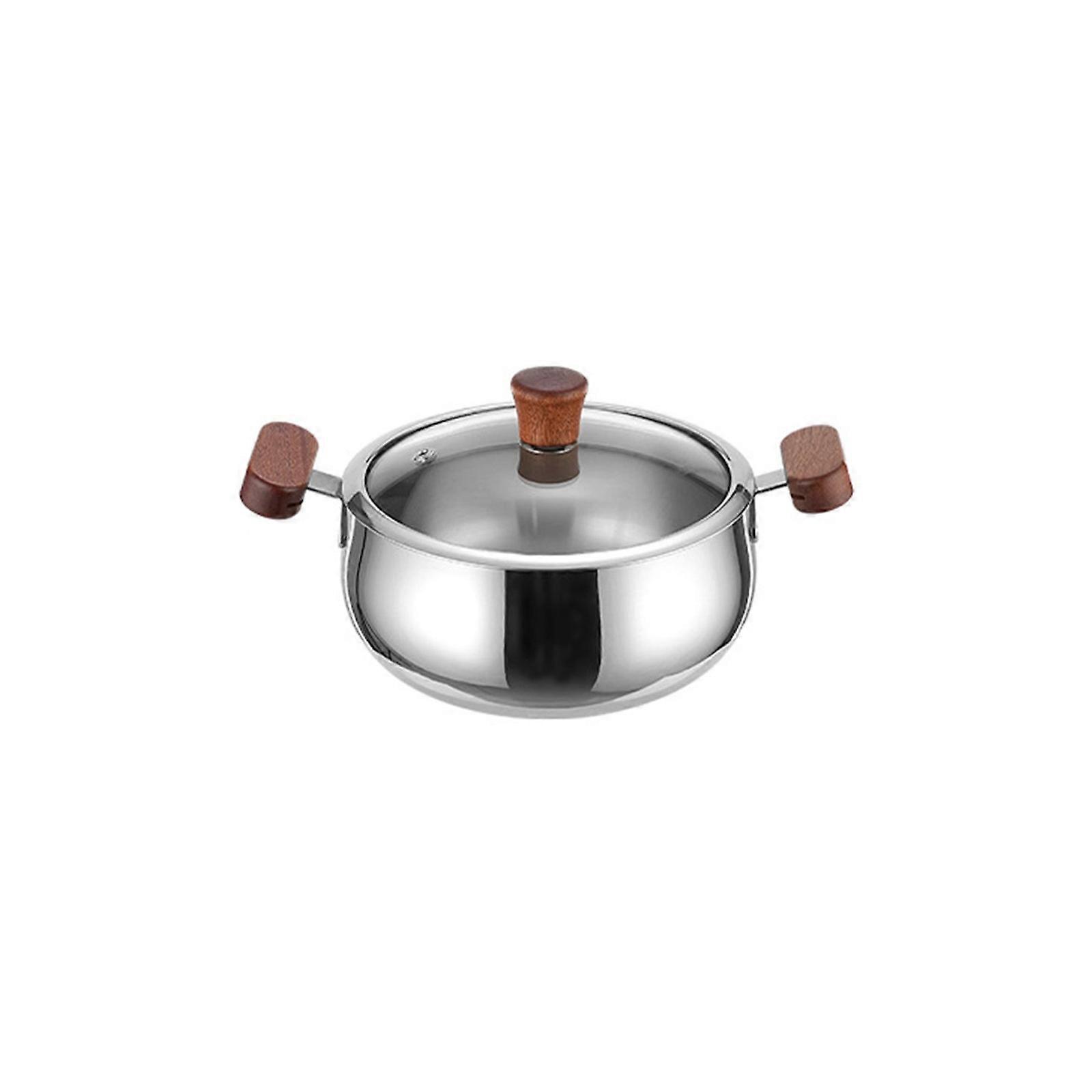 Stainless Steel Stock Pot Glass Lid Induction Safe Heatproof Handle Cookware Multipurpose Nonstick Cooking Pot Single layer