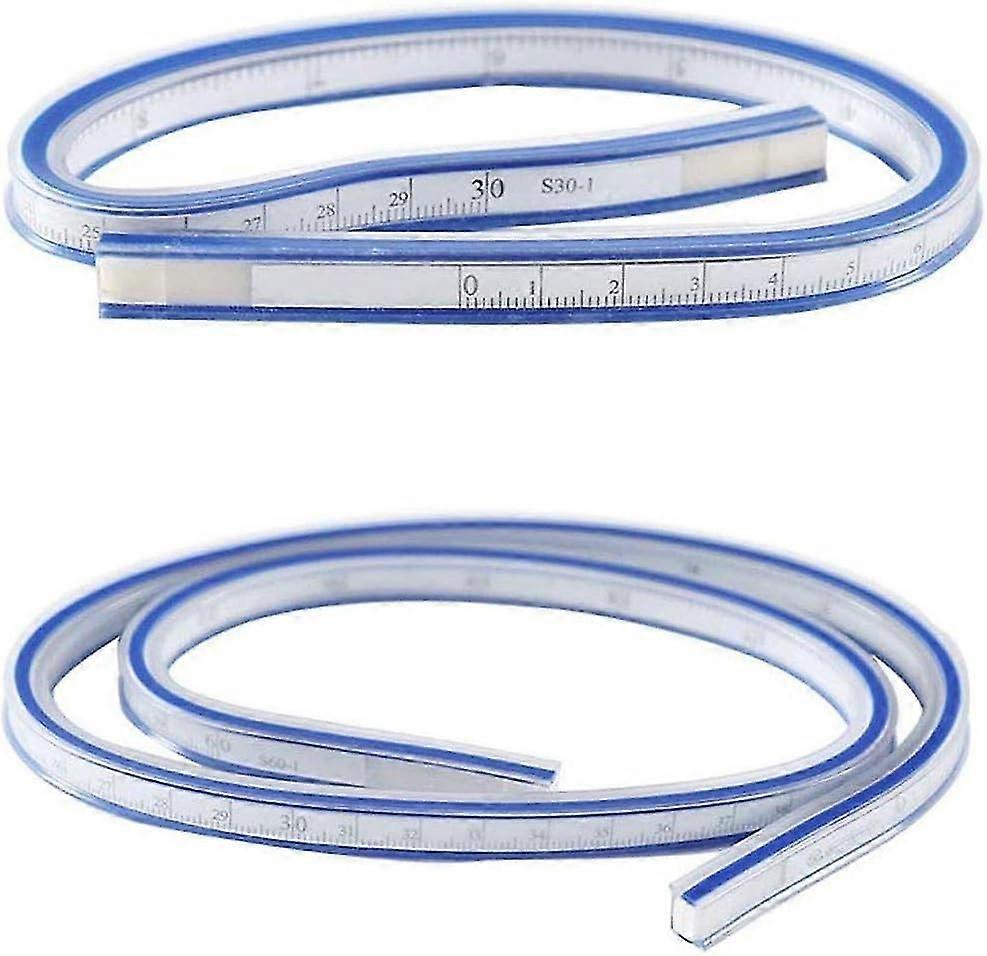 2025 New 2 Pcs Flexible Ruler Curved Ruler Curved Ruler 30cm & 60cm Double Sided Vinyl Plastic New Creativ