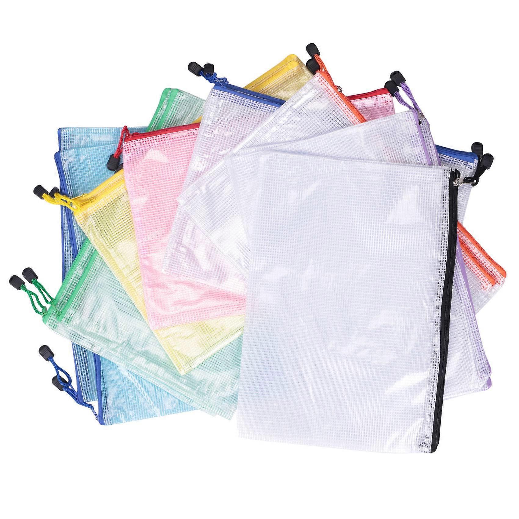 16Pcs Mesh Zipper Pouch Document Bag,A4 Size, for Office Supplies