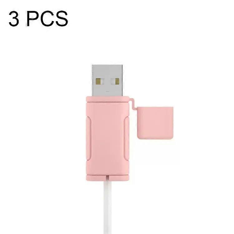 Soft Washable Silicone Case for Apple USB Cables-3 PCS,Pink