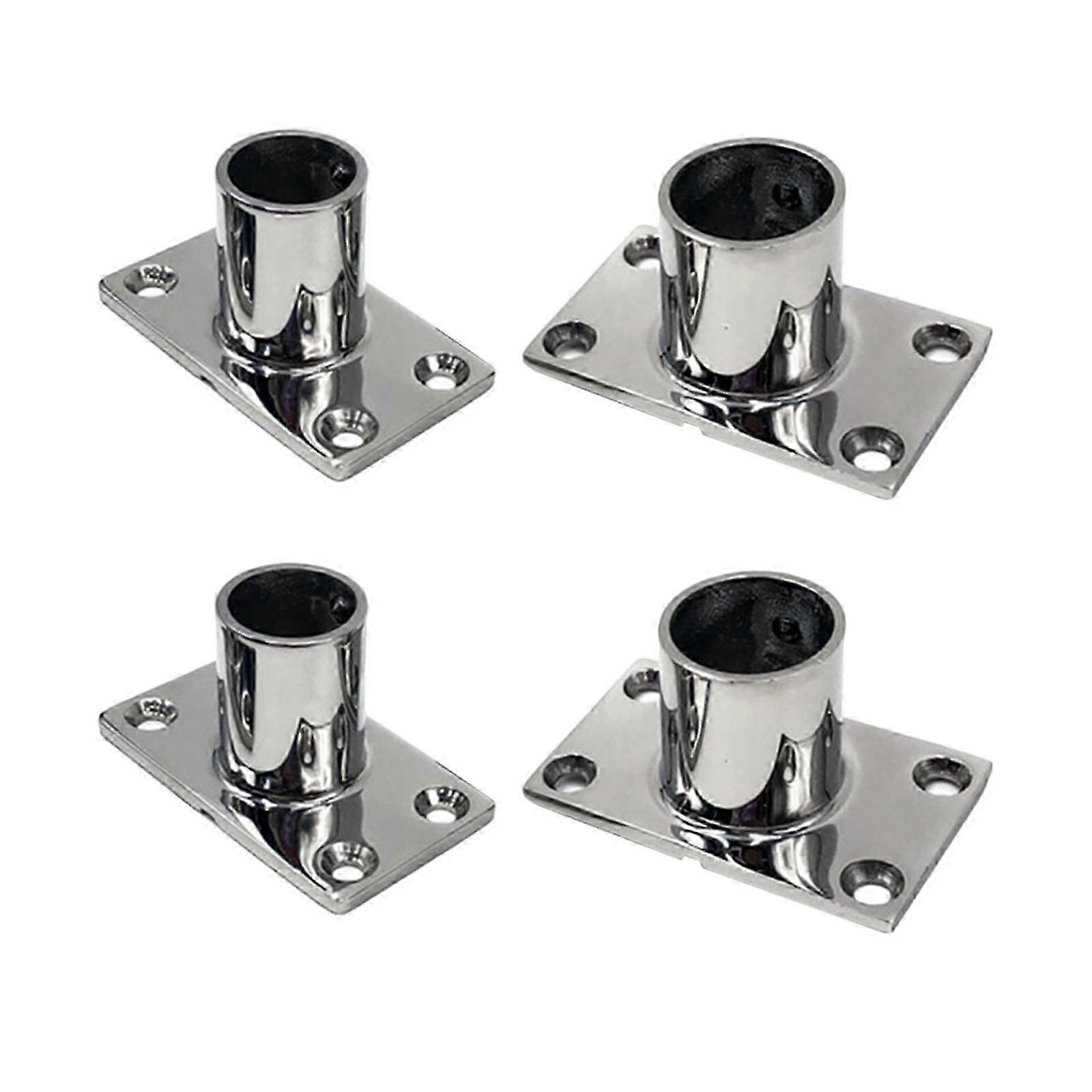 Heavy-Duty Rectangular Stainless Steel Boat Hand Rail Bases - 4 Pack