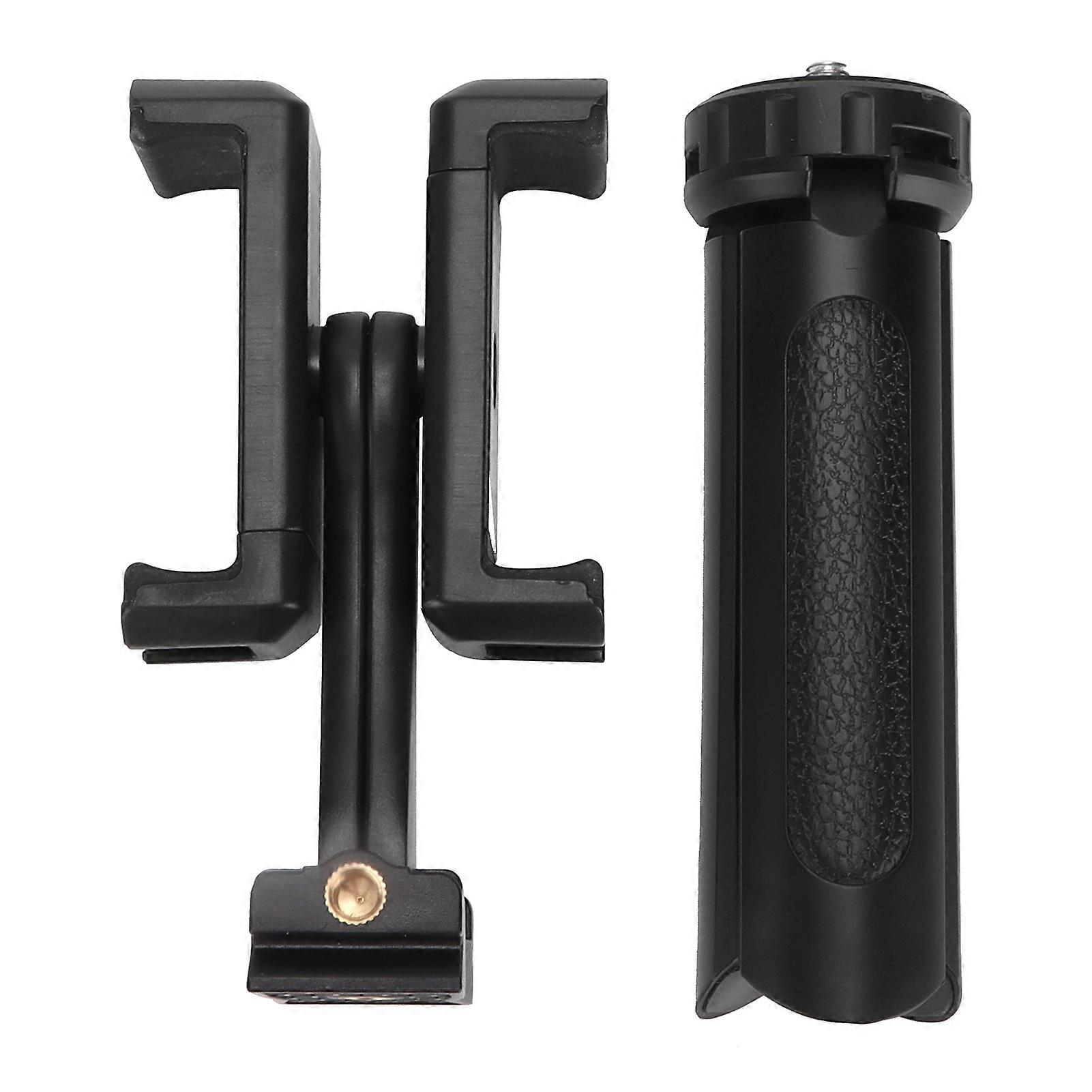 Manbily Mini Tripod Phone Stand Holder Desktop Camera Stand Dual Holder Phone Clip with Cold Shoe