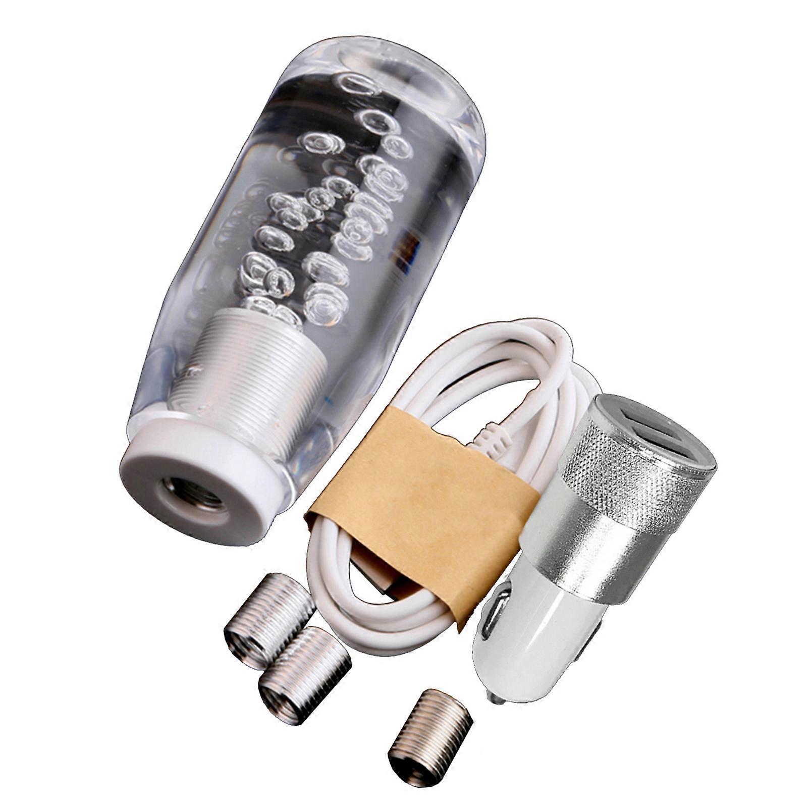 LED Light RGB Shift Knob - Crystal Bubble Gear Shifter with Gradient Lever Design