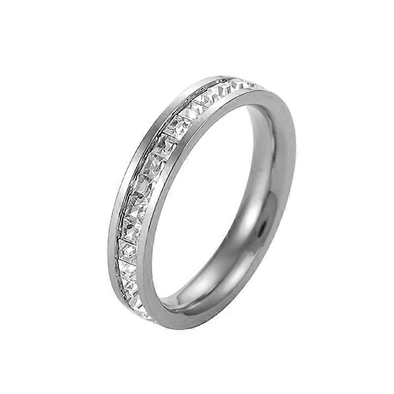 Filles Simple Titane Acier Diamant Ring, Taille : US Taille 4