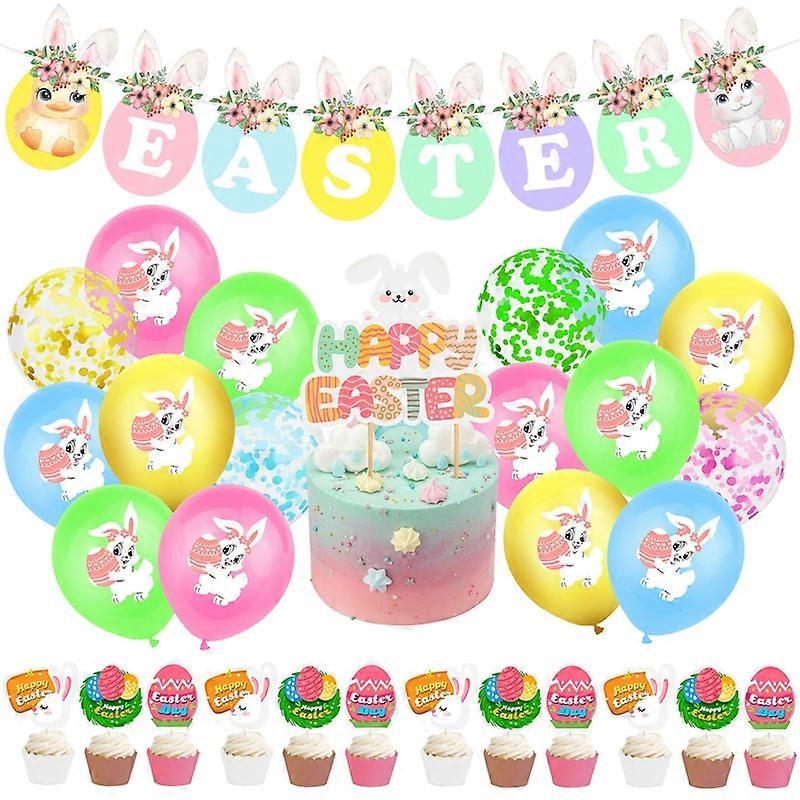 Easter Party Decoration Sequined Balloon Cake Flag Set, Size: Sequin Pull Flag Cake Insert