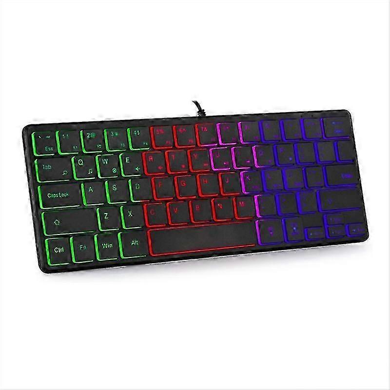 Rgb Backlit Ultra-compact Mini Keyboard 64 Key Usb Wired Keyboard For Pc Gamer