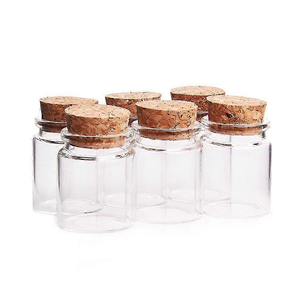 6 Pcs 50ml 47mm X 50mm Small Glass Bottles With Cork Stoppers Little Storage Jars For Spices Wedding Favours