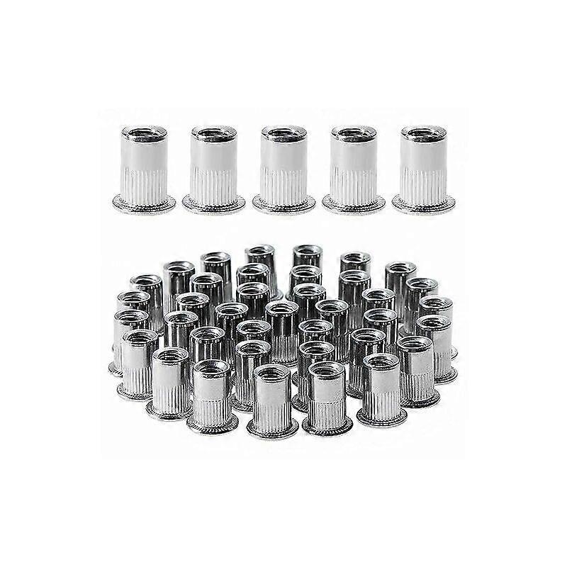 100 Pcs M411 Flat Head Threaded Rivet Nut, Stainless Steel Thread Rivet Nuts, Threaded Inserts Assortment For Metal Plastic
