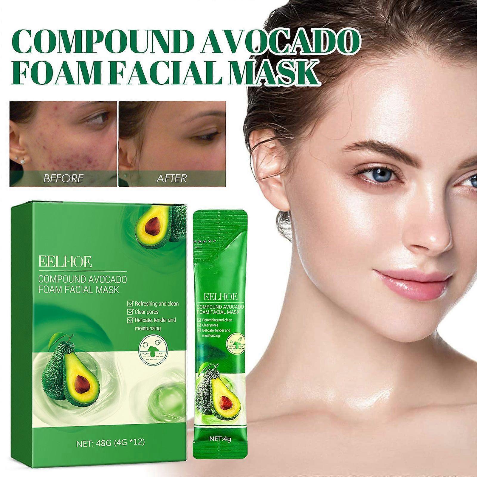 EELHOE Avocado Foam Mask 12pcs Pore-Cleansing Facial Pack (4g Each)