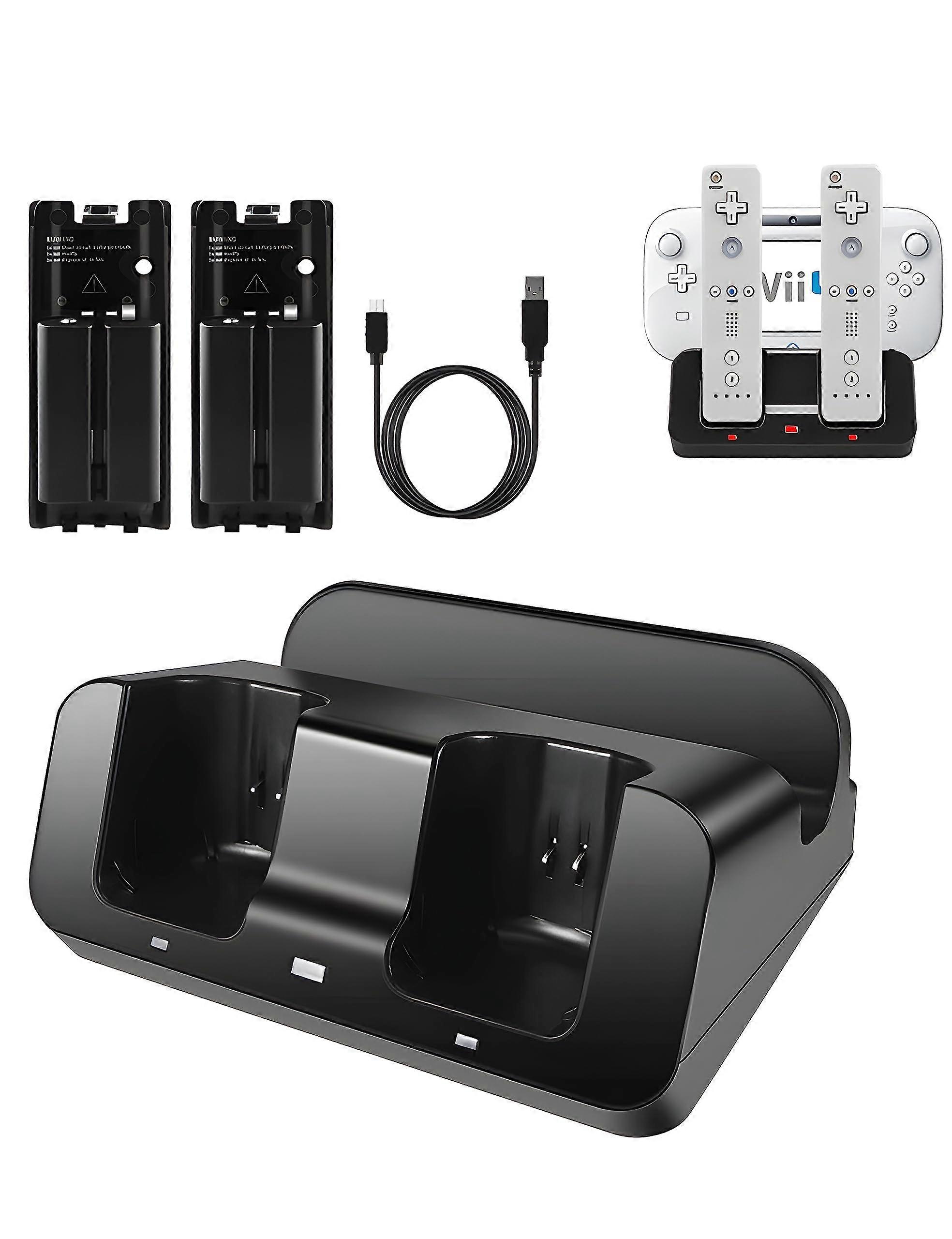 Charger Dock Station for Wii Remote Controller and Wii U Gamepad - Dual Charging Cradle, Fast Charge, Compatible with Nintendo