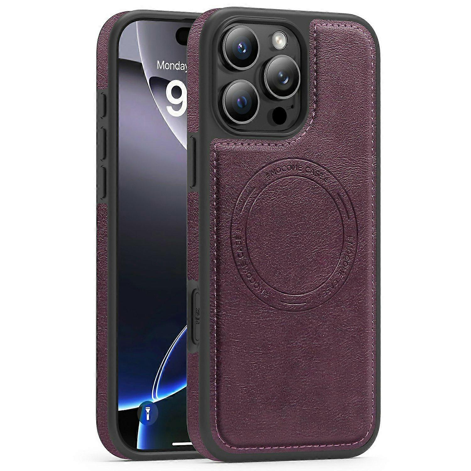 For iPhone 16 Pro Case Compatible with MagSafe Leather Back Phone Cover