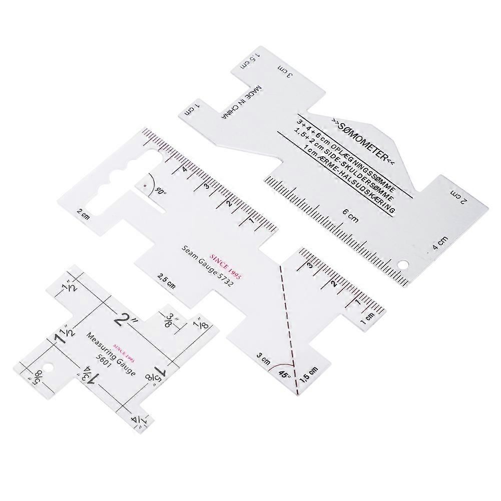 3Pcs Quilting Seam Ruler Templates Gauge Tailor Sewing Stitching Tools Measuring