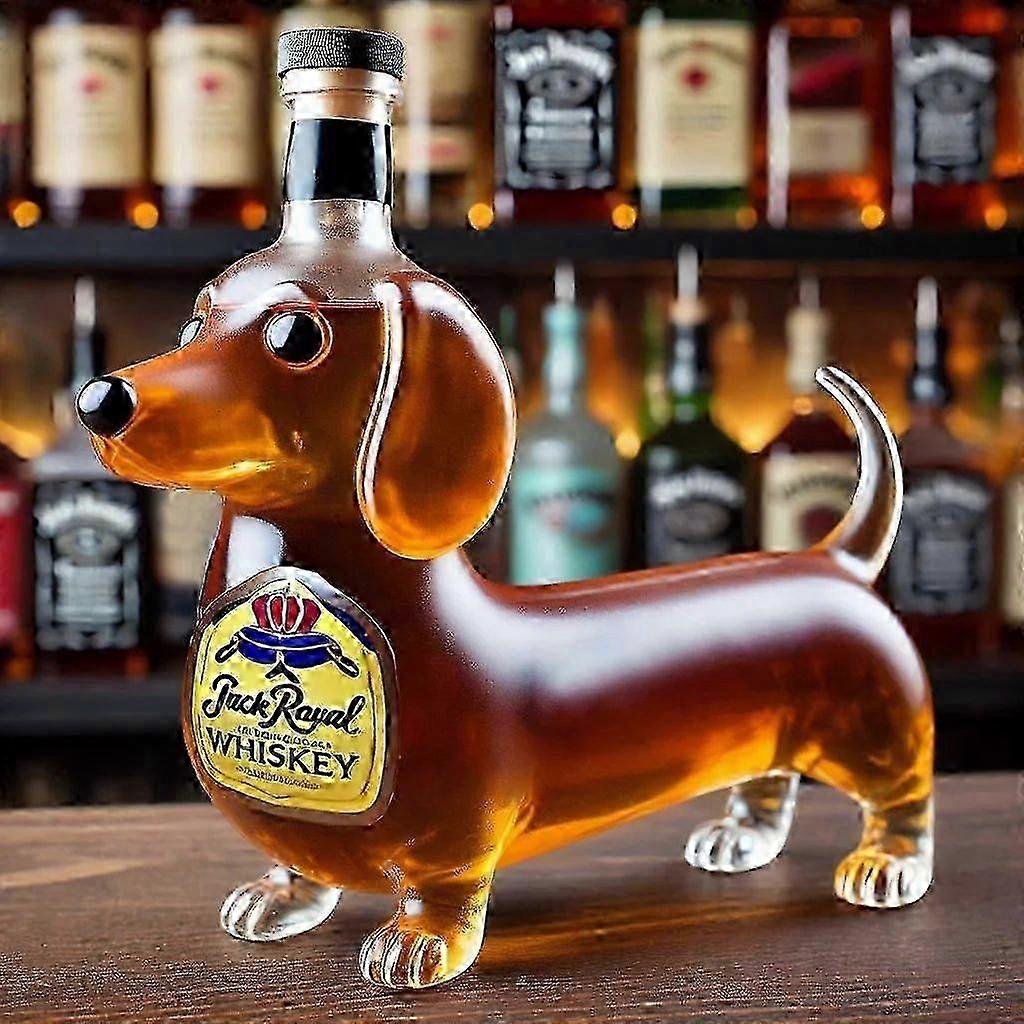 Funny Dachshund Dog Whiskey Decanter Bottle, Glass Dachshunds Statue Wine Bottles, Dachshunds Decanter Decoration  compatible Bar Home Office-CHENG DU
