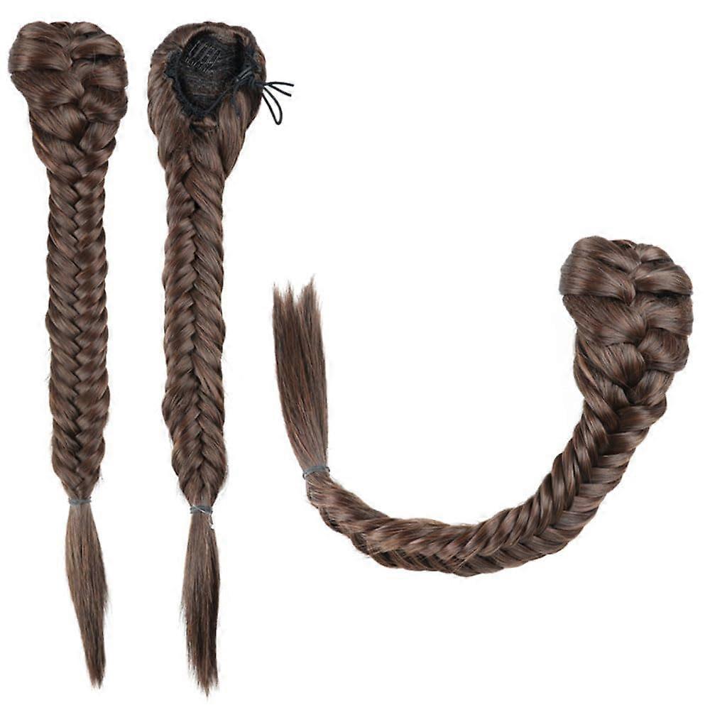 Synthetic Hair Braided Fishtail Ponytail Clip In Extension for Women 30 Inch SL66 M2 Drawstring Fishbone Braid Hairpiece