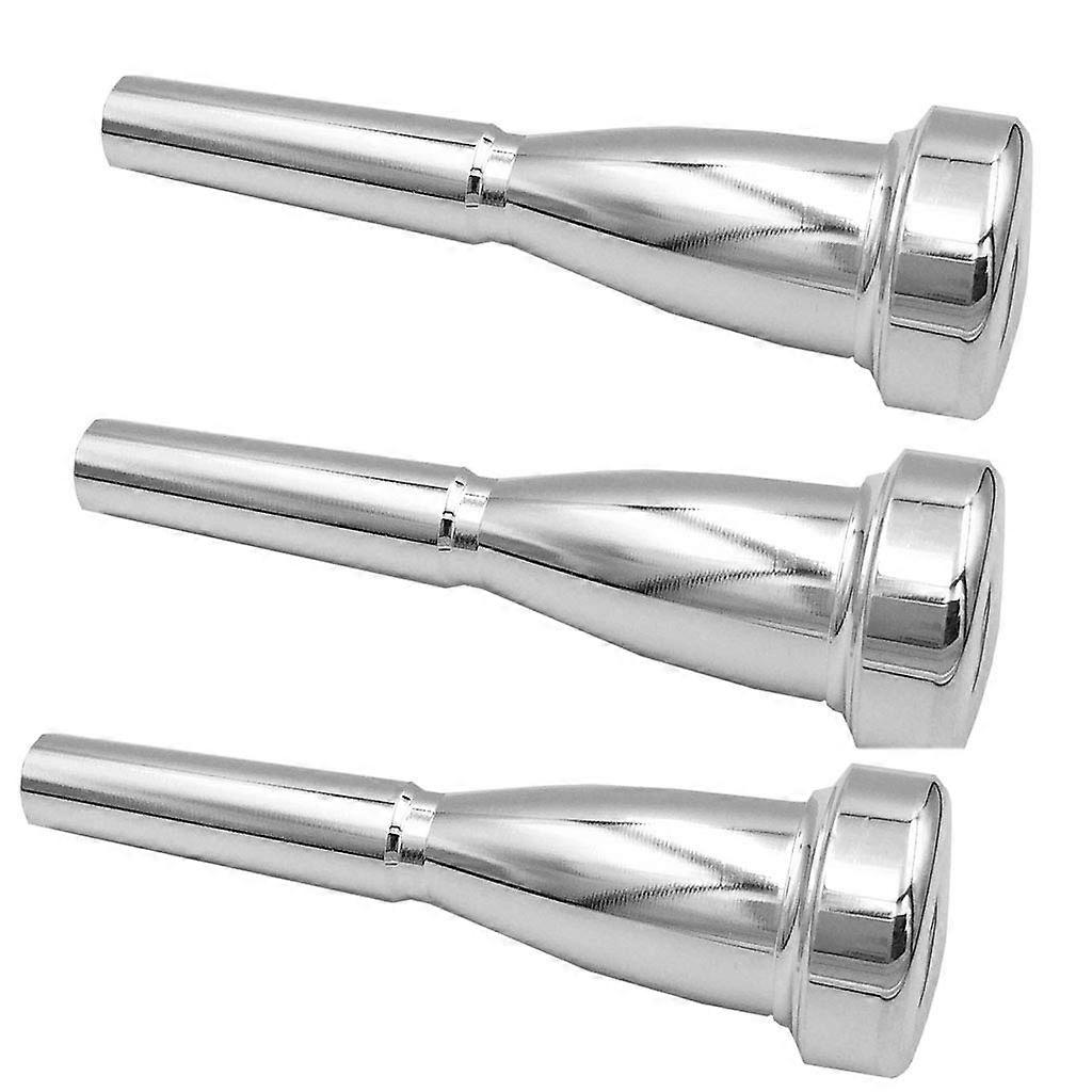 Silver Trumpet Mouthpiece Pack of 3 Sizes 3C 5C 7C for Bach Instruments - Durable Brass Accessories