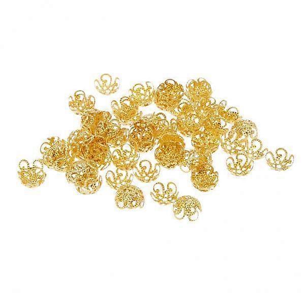 4- 100pcs 10 Rame Fiore Bead Caps Gioielli Making Oro
