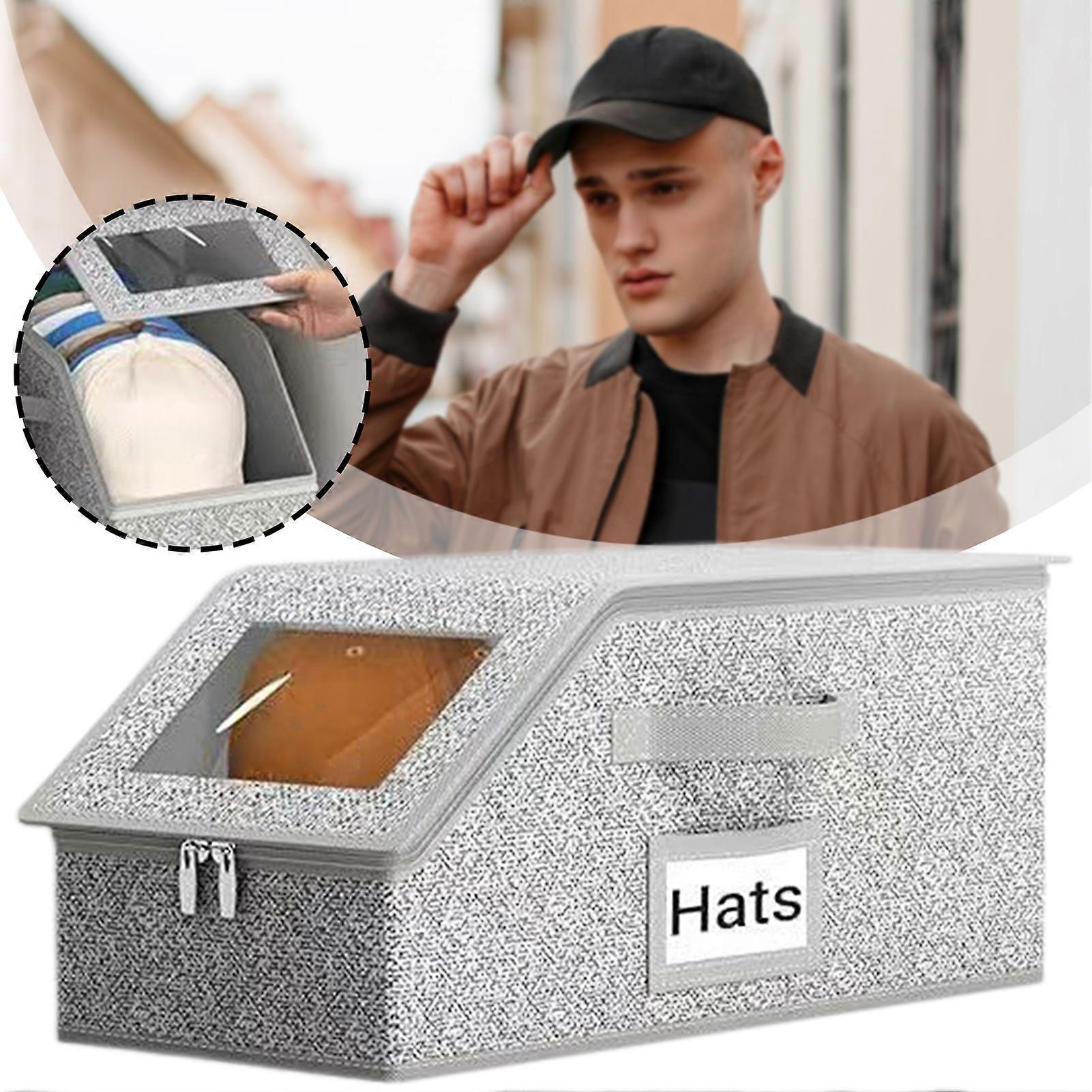 Stackable Hat Storage Box for Baseball Caps Dustproof Clear Lids Space Saving Solution for Bedroom Living Room