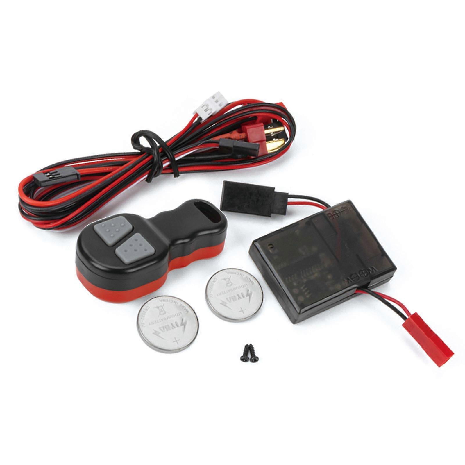 Metal R/C Rescue Controller Digital Controller Winch Remote Controller System Modification Part for 1:10 R/C Car SCX10  Black  red