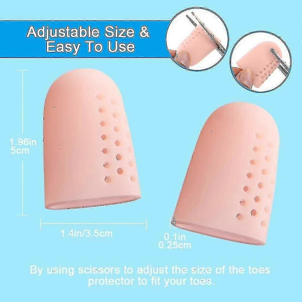 Breathable Silicone Toe Guards for Large Big Toes 6 Pack Toe Protectors with Gel Inserts