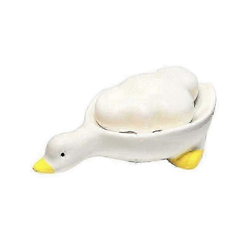 シャワーバスルーム用ドレーン付きホワイトセラミックアニマルソープディッシュ