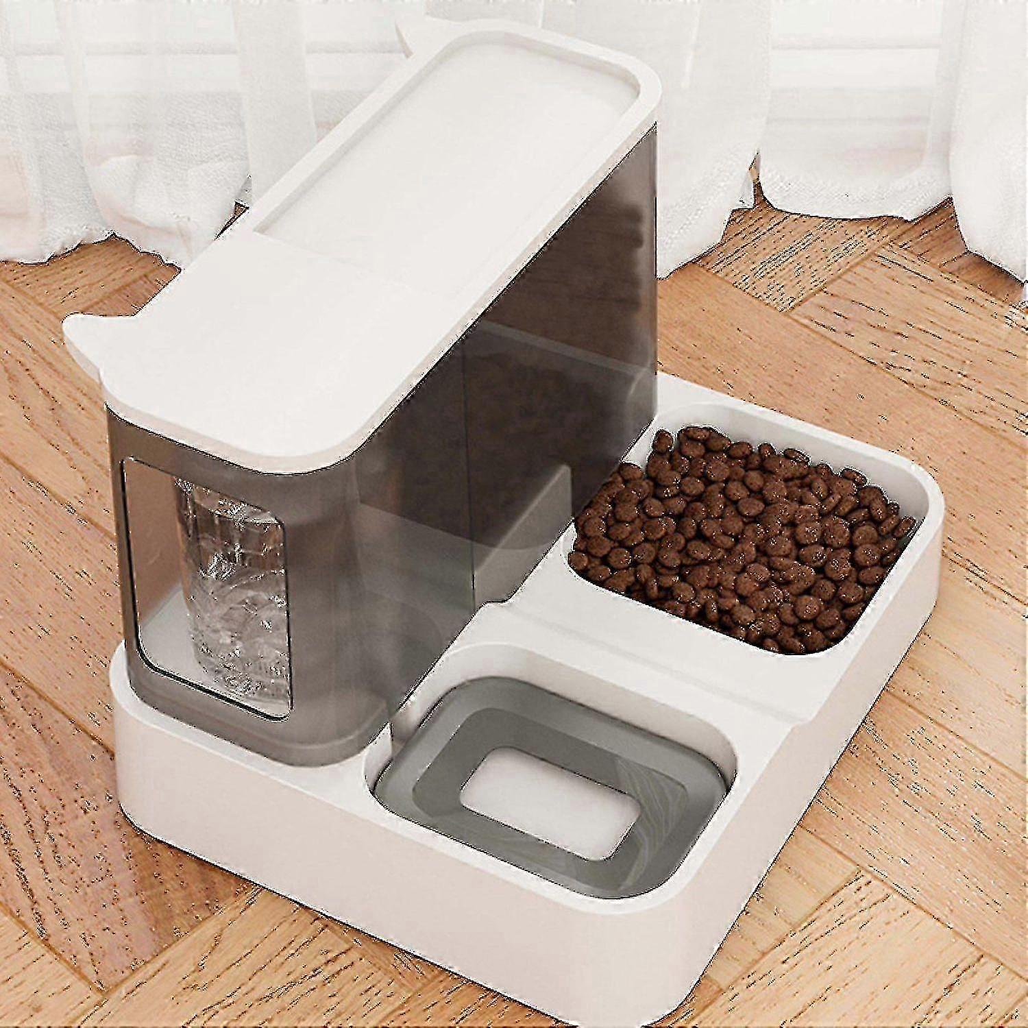 Cat Water Fountain 2 In 1 Large Capacity Cat Automatic Feeder With Food Storage Box Pet Cats Drinkin
