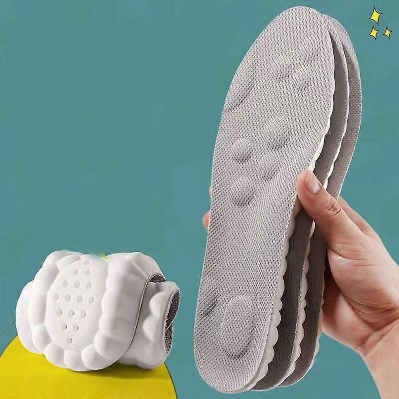 4D Cloud Technology Sports Insoles for Shoes PU Sole Soft Breathable Shock Absorption Cushion Running Orthopedic Care Insoles