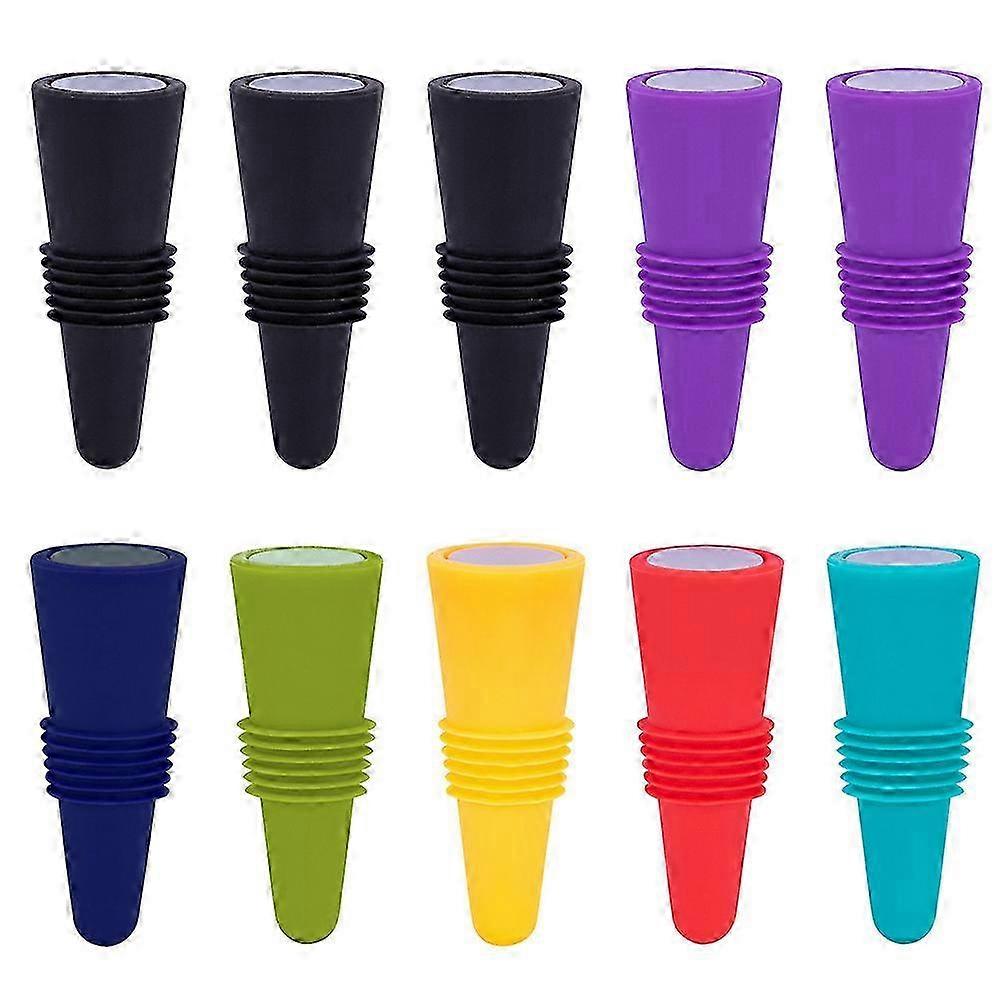 10pcs Durable Wine Bottle Stoppers - Assorted Colors (6.1X2.4CM)