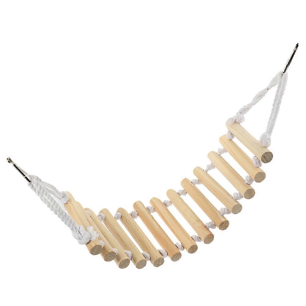 Wooden Hanging Rope Ladder for Reptiles and Small Pets Safe Chewable Beige Color for Kids