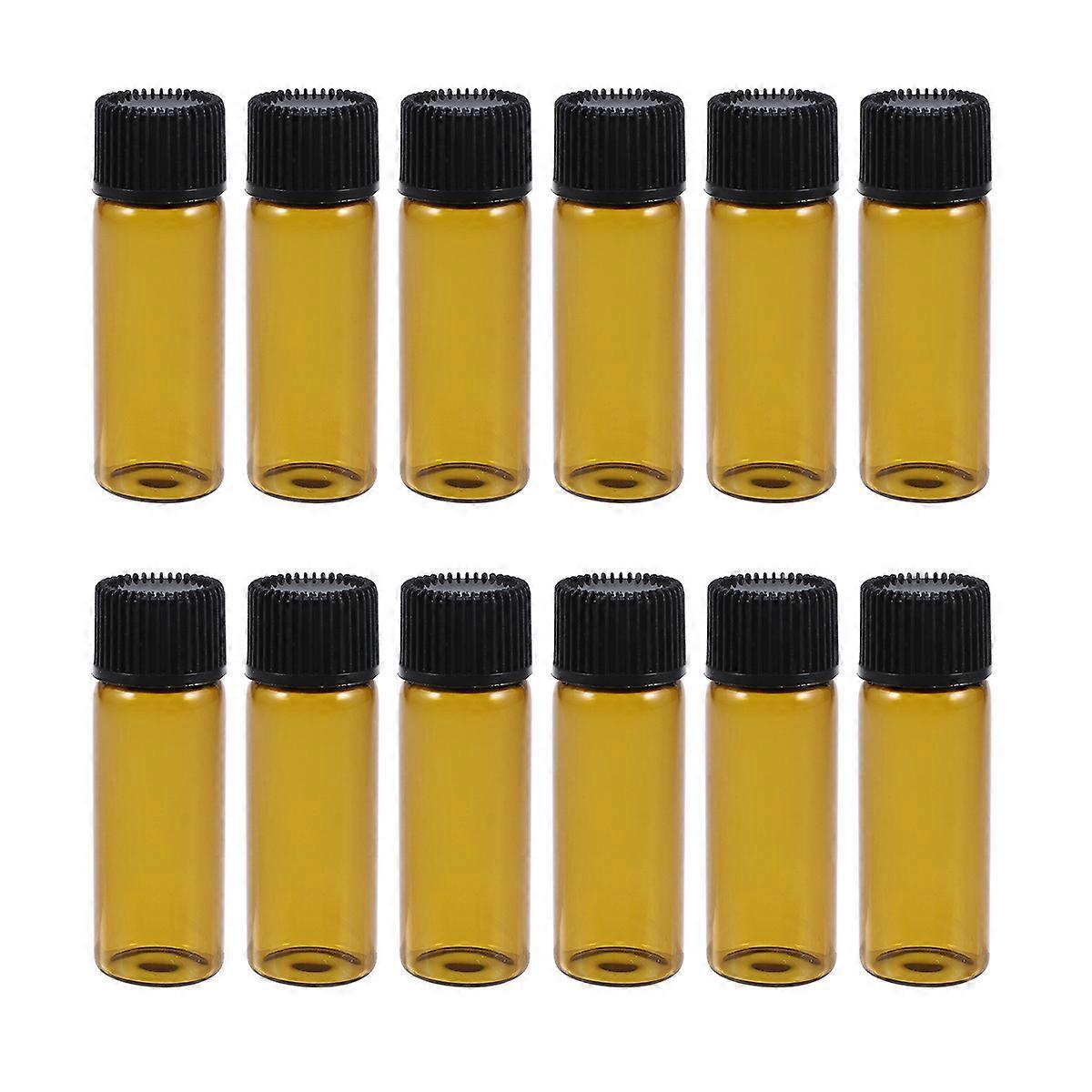 12pcs Brown Glass Vials with Screw Lids – Transparent Small Bottles for Essential Oils, Travel, Cologne, and Liquid Sample Storage