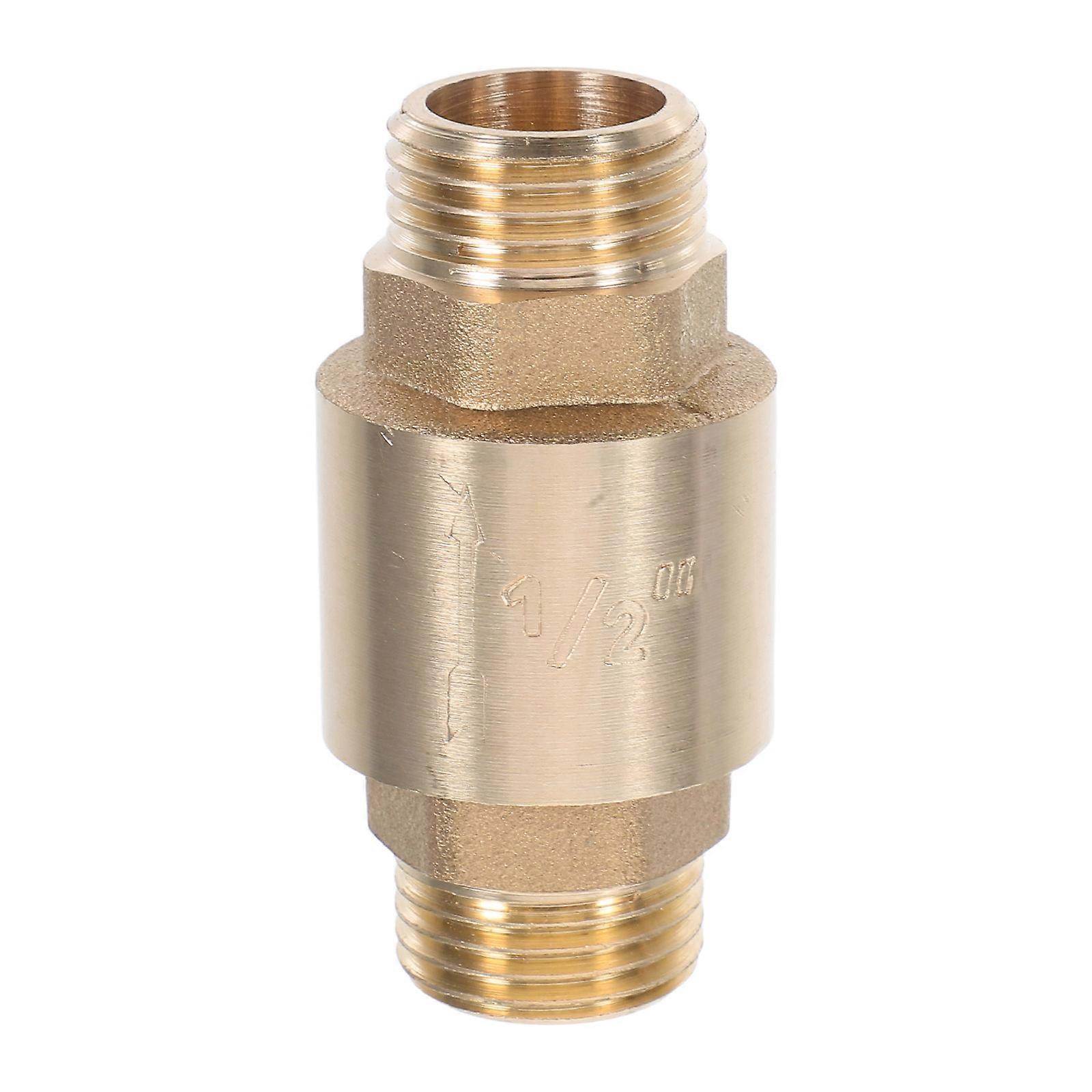One Way Air Valve Brass Vertical Check Valve For Pneumatic Systems Pumps 1/2 Inch Thread Golden Color Prevents Backflow 1Pack